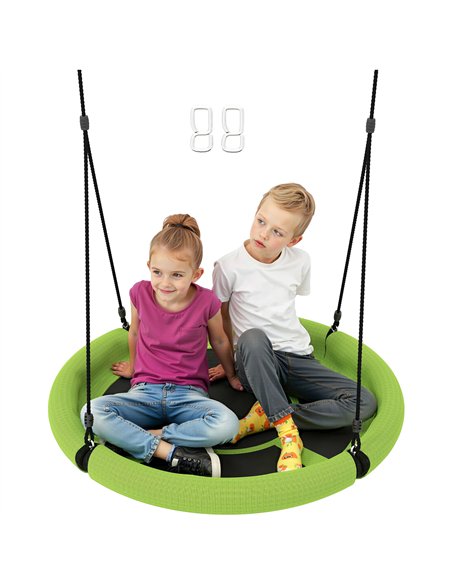 AIYAPLAY 100cm Diameter Nest Swing Seat for Kids with Height Adjustable Hanging Ropes for Outdoor, Playground, Garden, Green - pic 131745 | FastDaddyshop