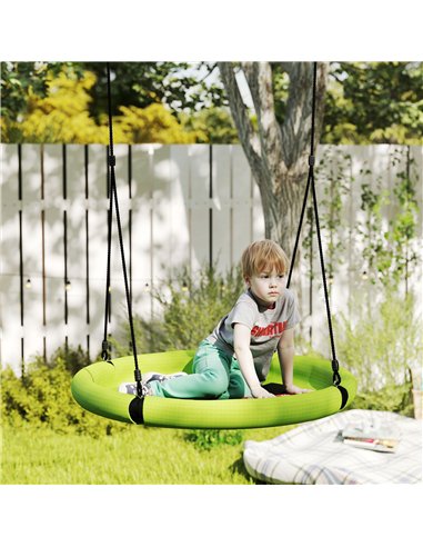 AIYAPLAY 100cm Diameter Nest Swing Seat for Kids with Height Adjustable Hanging Ropes for Outdoor, Playground, Garden, Green
