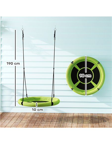 AIYAPLAY 100cm Diameter Nest Swing Seat for Kids with Height Adjustable Hanging Ropes for Outdoor, Playground, Garden, Green - pic 131747 | FastDaddyshop