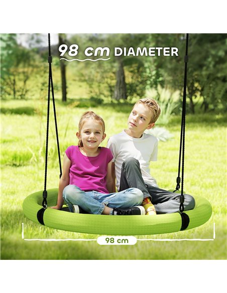 AIYAPLAY 100cm Diameter Nest Swing Seat for Kids with Height Adjustable Hanging Ropes for Outdoor, Playground, Garden, Green - pic 131749 | FastDaddyshop