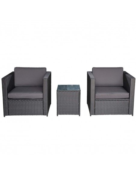 Outsunny 2-Seater Rattan Sofa Furniture Set with Side Table, Cushions, Black - pic 13175 | FastDaddyshop