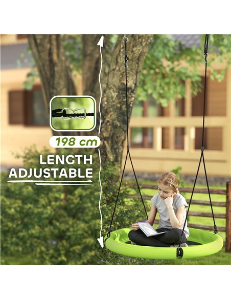 AIYAPLAY 100cm Diameter Nest Swing Seat for Kids with Height Adjustable Hanging Ropes for Outdoor, Playground, Garden, Green - pic 131750 | FastDaddyshop