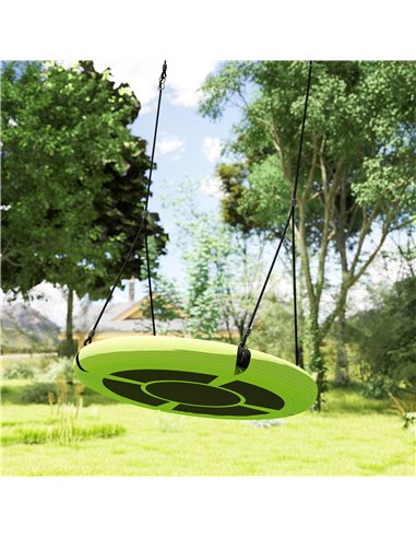AIYAPLAY 100cm Diameter Nest Swing Seat for Kids with Height Adjustable Hanging Ropes for Outdoor, Playground, Garden, Green