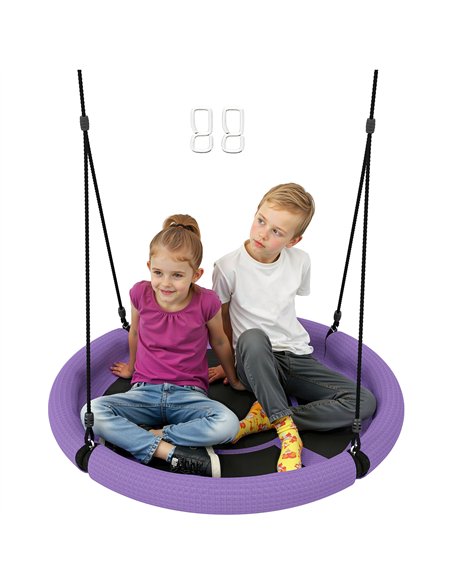 AIYAPLAY 100cm Diameter Nest Swing Seat for Kids with Height Adjustable Hanging Ropes for Outdoor, Playground, Garden, Purple - pic 131754 | FastDaddyshop
