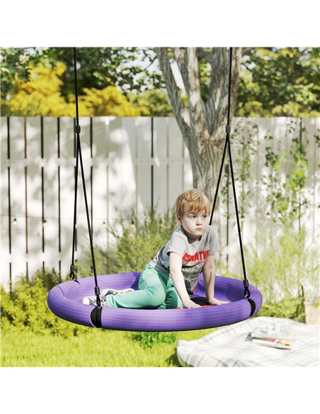 AIYAPLAY 100cm Diameter Nest Swing Seat for Kids with Height Adjustable Hanging Ropes for Outdoor, Playground, Garden, Purple - pic 131755 | FastDaddyshop