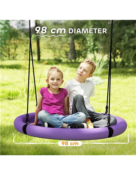 AIYAPLAY 100cm Diameter Nest Swing Seat for Kids with Height Adjustable Hanging Ropes for Outdoor, Playground, Garden, Purple - pic 131758 | FastDaddyshop