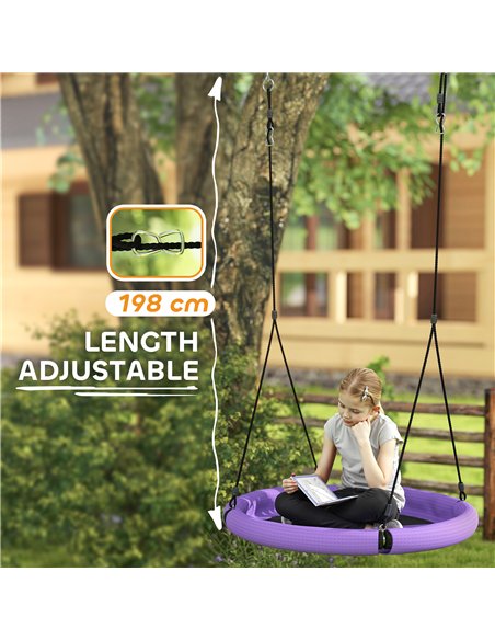 AIYAPLAY 100cm Diameter Nest Swing Seat for Kids with Height Adjustable Hanging Ropes for Outdoor, Playground, Garden, Purple - pic 131759 | FastDaddyshop