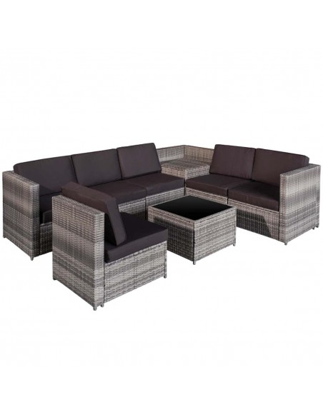 Outsunny 6-Seater Rattan Sofa Furniture Set with Cushions, Steel Frame, Grey - pic 13176 | FastDaddyshop