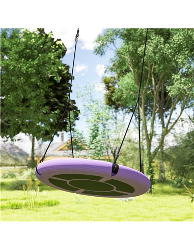 AIYAPLAY 100cm Diameter Nest Swing Seat for Kids with Height Adjustable Hanging Ropes for Outdoor, Playground, Garden, Purple