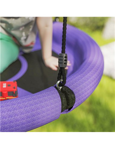 AIYAPLAY 100cm Diameter Nest Swing Seat for Kids with Height Adjustable Hanging Ropes for Outdoor, Playground, Garden, Purple