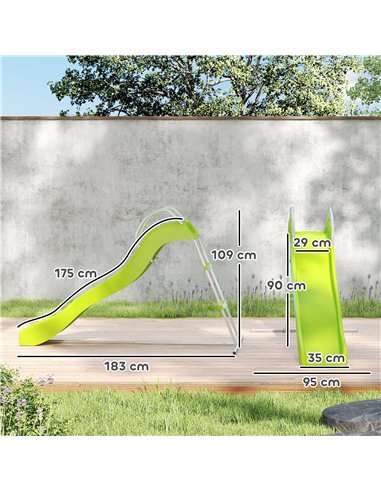 AIYAPLAY Freestanding Kids Slide with Climbing Ladder, Outdoor Playground Equipment for Children Ages 3-8 Years, Green