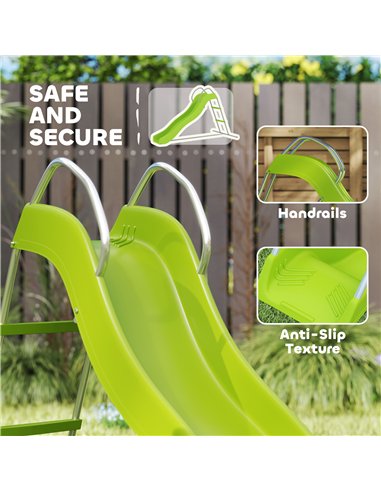 AIYAPLAY Freestanding Kids Slide with Climbing Ladder, Outdoor Playground Equipment for Children Ages 3-8 Years, Green