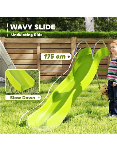 AIYAPLAY Freestanding Kids Slide with Climbing Ladder, Outdoor Playground Equipment for Children Ages 3-8 Years, Green