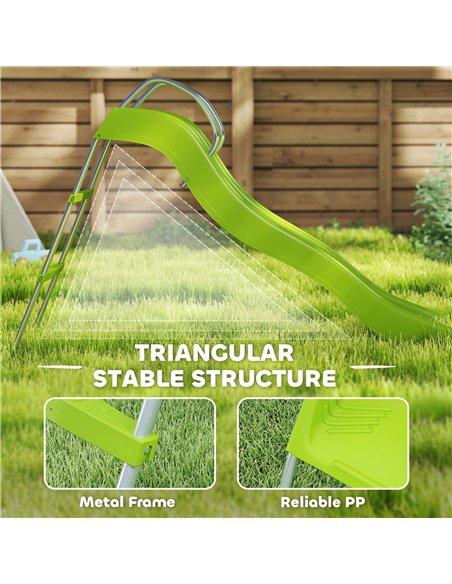 AIYAPLAY Freestanding Kids Slide with Climbing Ladder, Outdoor Playground Equipment for Children Ages 3-8 Years, Green - pic 131777 | FastDaddyshop