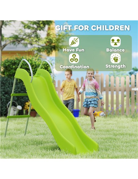 AIYAPLAY Freestanding Kids Slide with Climbing Ladder, Outdoor Playground Equipment for Children Ages 3-8 Years, Green - pic 131778 | FastDaddyshop