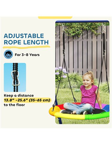 AIYAPLAY 6 in 1 Metal Kids Swing Set with 3 Swings, Climbing Ladder & Net, Basketball Hoop, for Ages 3-8
