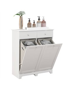 HOMCOM Duo Hamper Laundry Storage Cabinet - White