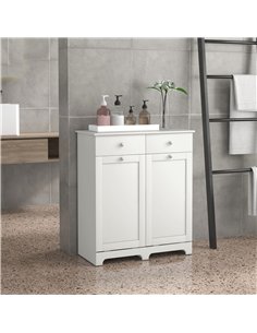 HOMCOM Duo Hamper Laundry Storage Cabinet - White 2