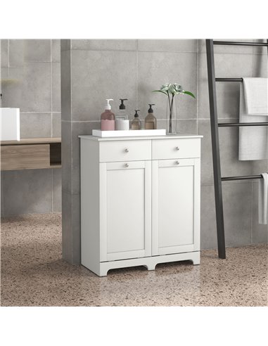 HOMCOM Duo Hamper Laundry Storage Cabinet - White