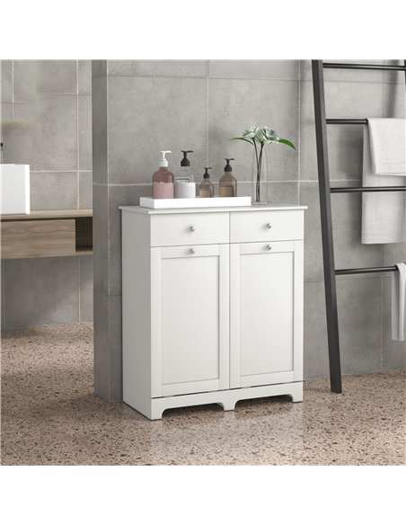 HOMCOM Duo Hamper Laundry Storage Cabinet - White - pic 131791 | FastDaddyshop