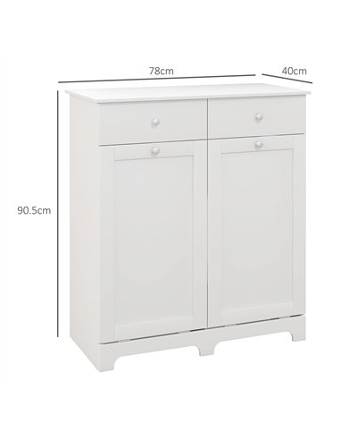 HOMCOM Duo Hamper Laundry Storage Cabinet - White