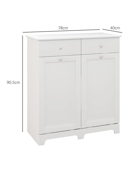 HOMCOM Duo Hamper Laundry Storage Cabinet - White - pic 131792 | FastDaddyshop