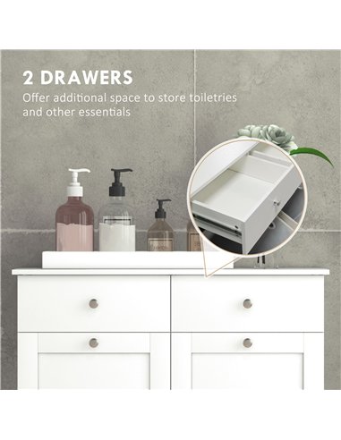 HOMCOM Duo Hamper Laundry Storage Cabinet - White