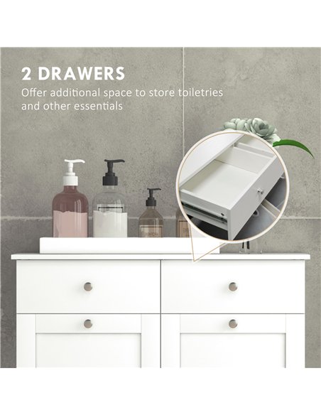 HOMCOM Duo Hamper Laundry Storage Cabinet - White - pic 131794 | FastDaddyshop