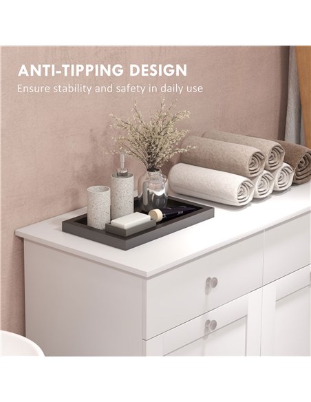 HOMCOM Duo Hamper Laundry Storage Cabinet - White - pic 131795 | FastDaddyshop