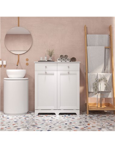 HOMCOM Duo Hamper Laundry Storage Cabinet - White