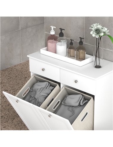 HOMCOM Duo Hamper Laundry Storage Cabinet - White