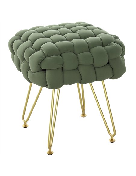 HOMCOM Velvet-Feel Bold Woven Footstool - Green - pic 131799 | FastDaddyshop