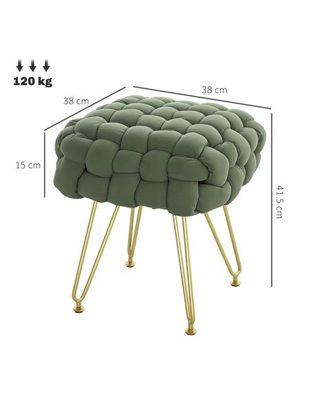 HOMCOM Velvet-Feel Bold Woven Footstool - Green - pic 131801 | FastDaddyshop