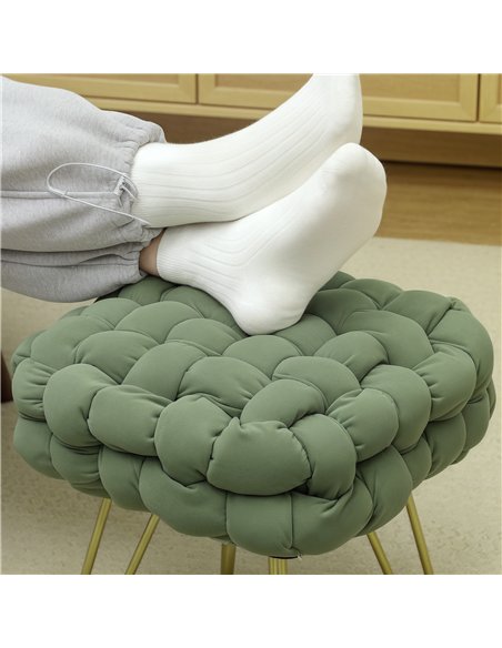 HOMCOM Velvet-Feel Bold Woven Footstool - Green - pic 131806 | FastDaddyshop