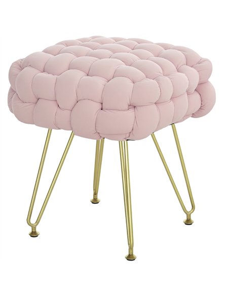 HOMCOM Velvet-Feel Bold Woven Footstool - Pink - pic 131808 | FastDaddyshop