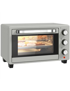 HOMCOM 21L Mini Countertop Oven, 100°C-230°C Adjustable Temp - Silver Tone