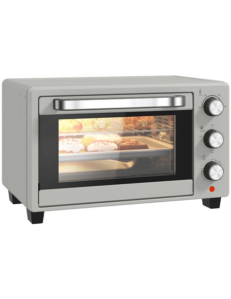 HOMCOM 21L Mini Countertop Oven, 100°C-230°C Adjustable Temp - Silver Tone - pic 131817 | FastDaddyshop