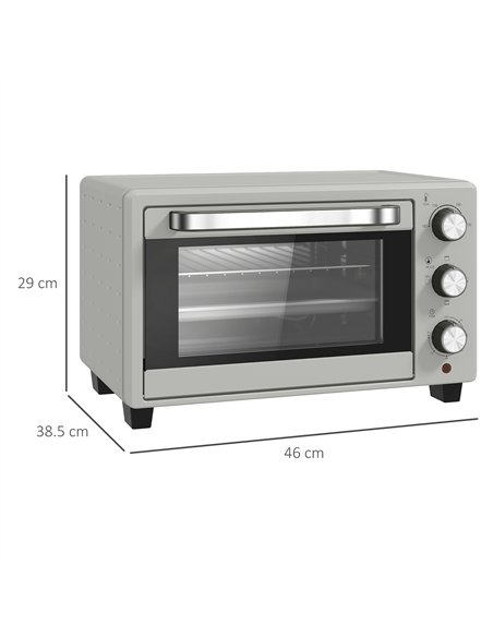 HOMCOM 21L Mini Countertop Oven, 100°C-230°C Adjustable Temp - Silver Tone - pic 131819 | FastDaddyshop