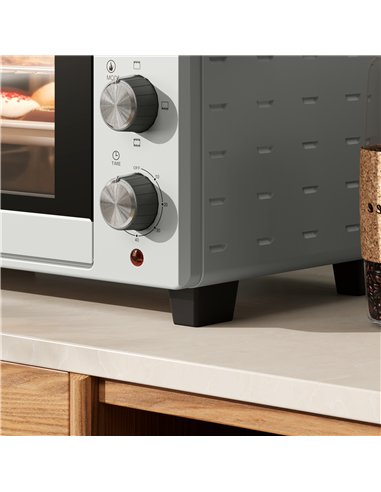 HOMCOM 21L Mini Countertop Oven, 100°C-230°C Adjustable Temp - Silver Tone