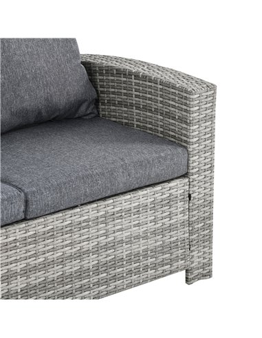 Outsunny 7-Seater Outdoor Rattan Dining Set with Cushion, Light Grey