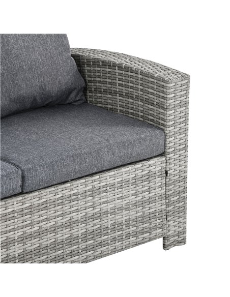 Outsunny 7-Seater Outdoor Rattan Dining Set with Cushion, Light Grey - pic 13184 | FastDaddyshop