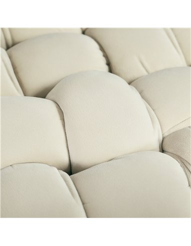 HOMCOM Velvet-Feel Bold Woven Footstool - Cream White