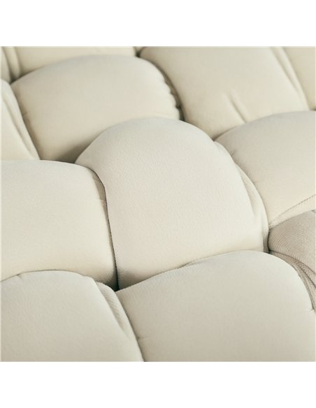HOMCOM Velvet-Feel Bold Woven Footstool - Cream White - pic 131843 | FastDaddyshop