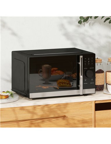 HOMCOM 23L 800W Microwave Oven, Digital Solo Microwave with 10 Power Levels, Automatic Defrost, 8 Auto Cook Menus, 60 Minutes Ti