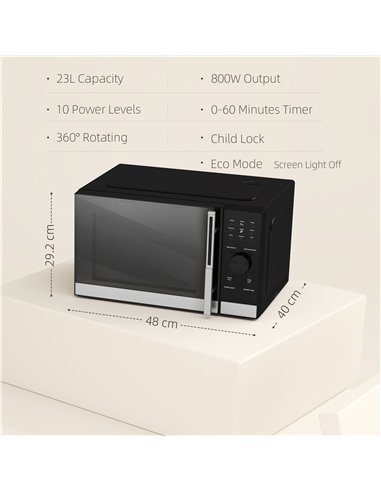HOMCOM 23L 800W Microwave Oven, Digital Solo Microwave with 10 Power Levels, Automatic Defrost, 8 Auto Cook Menus, 60 Minutes Ti