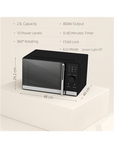 HOMCOM 23L 800W Microwave Oven, Digital Solo Microwave with 10 Power Levels, Automatic Defrost, 8 Auto Cook Menus, 60 Minutes Ti - pic 131846 | FastDaddyshop