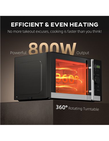 HOMCOM 23L 800W Microwave Oven, Digital Solo Microwave with 10 Power Levels, Automatic Defrost, 8 Auto Cook Menus, 60 Minutes Ti