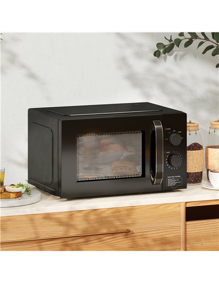 HOMCOM 23L 800W Microwave Oven, Solo Manual Microwave with 5 Power Levels, Defrost, 35 Minutes Timer, Clock, Easy Clean, Small B - pic 131863 | FastDaddyshop
