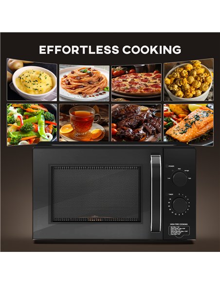 HOMCOM 23L 800W Microwave Oven, Solo Manual Microwave with 5 Power Levels, Defrost, 35 Minutes Timer, Clock, Easy Clean, Small B - pic 131869 | FastDaddyshop