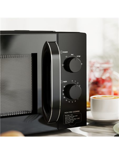 HOMCOM 23L 800W Microwave Oven, Solo Manual Microwave with 5 Power Levels, Defrost, 35 Minutes Timer, Clock, Easy Clean, Small B - pic 131870 | FastDaddyshop